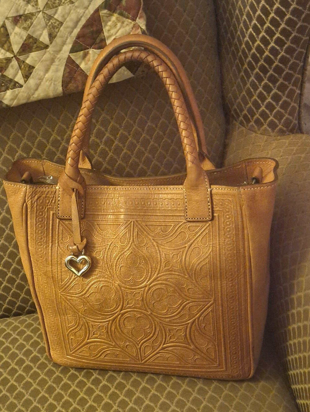 Brighton Ferrara Toscana Morella Leather Embossed Bag & Wallet Tan